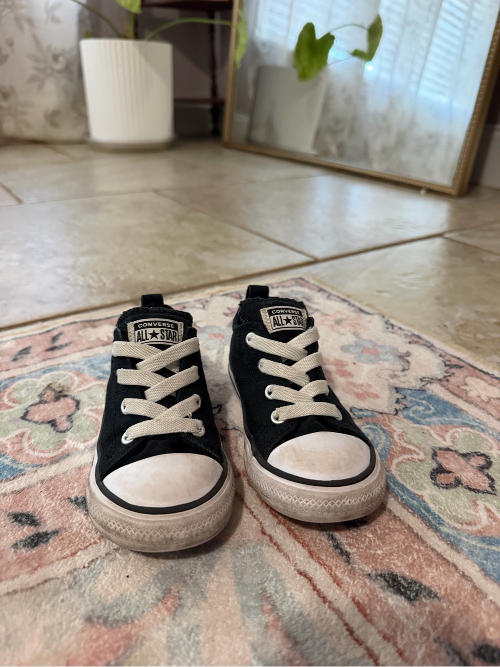 Converse Kids Black Low Top Sneakers with White Accents